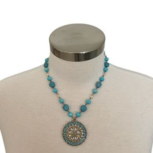 Flower Mandala Turquoise Necklace